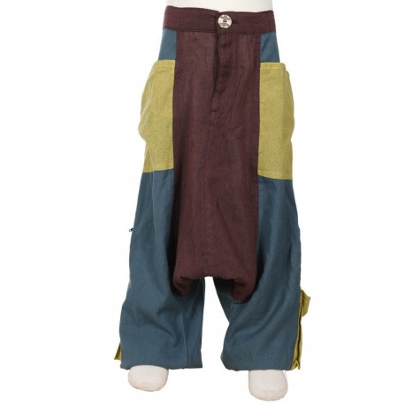 Boy pants moroccan trousers ethnic brown petrol lemon