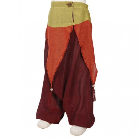 Pantalon afgano chica etnico hada rojo violaceo