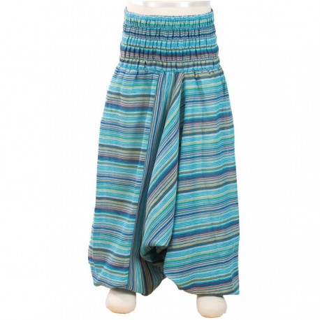 Pantalon afgano chica rayado turquesa    10anos