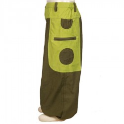 Kid Moroccan trousers cotton army and lemon    4years