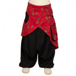 Sarouel jupe ethnique rouge et noir 14ans