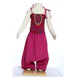 Sarouel robe fille coton indien rose