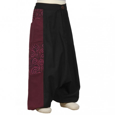 Pantalon afgano chica etnico estampado ciruela y negro   18meses
