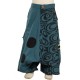 Pantalon afgano étnico chico algodon espeso estampado azul petroleo