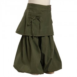 Baggy pants overskirt green army thick cotton