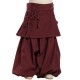 Baggy harem pants skirt dark red thick cotton