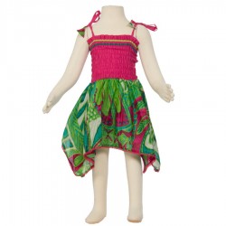 Hippy dress Smock indian cotton pink and green