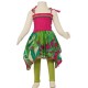 Vestido hippie Smock algodón indio rosa y verde