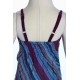 Hippy stripe dress embroidered flower blue