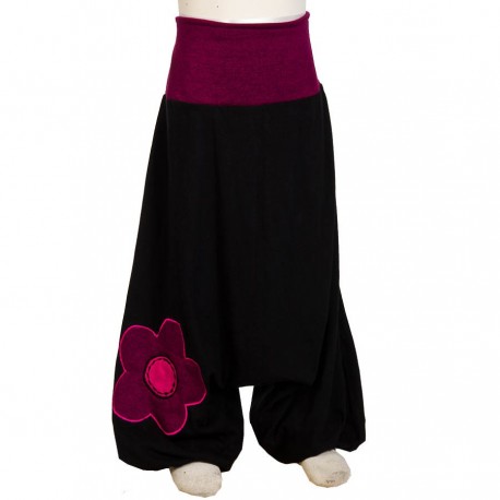 Pantalon afgano chica negro etnico flora   2anos