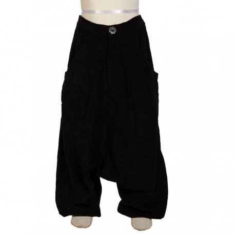Pantalon afgano etnico invierno terciopelo espeso negro    12mes