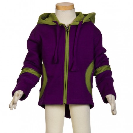 Ethnic kid jacket polar cotton purple and lemon