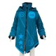 Ethnic girl coat sharp hood petrol blue