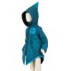 Ethnic girl coat sharp hood petrol blue