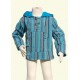 Poncho jumper hood jacket reversible turquoise