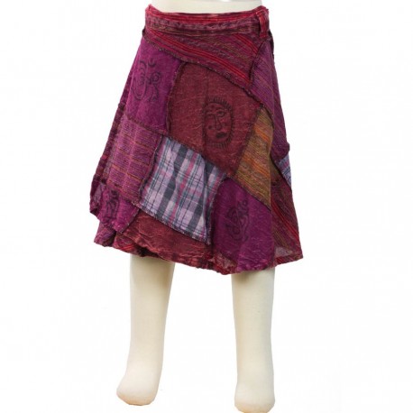 Ethnic girl skirt closed by knot patchwork violet