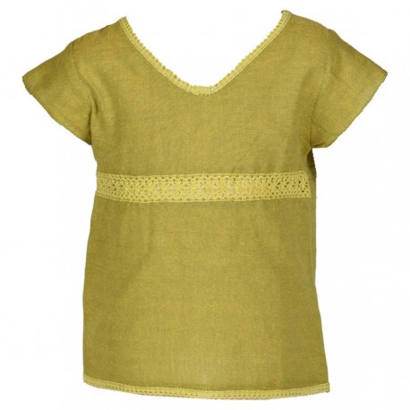 Ethnic girl tee shirt short sleeves lemon green