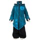 Ethnic girl coat sharp hood petrol blue