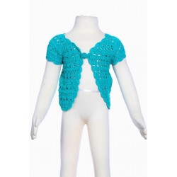 Girl short vest handmade hook turquoise