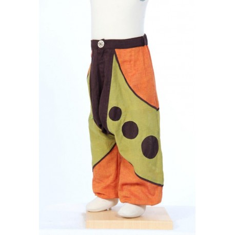 Pantalones afganos pantalon chico hippie marron limón naranja