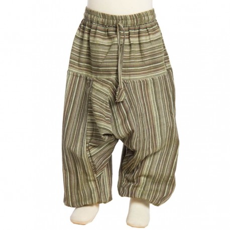 Boy stripe afghan trousers traditional cotton brown army green