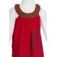 Hippy girl dress round collar printed fairy red