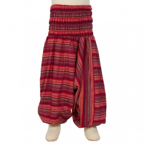 Pantalon afgano chica rayado rojo     10anos
