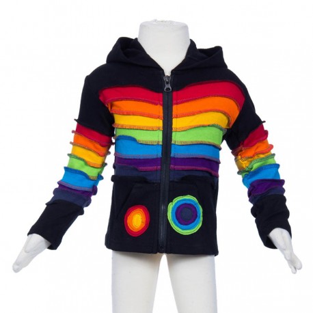 Ethnic kid jacket Rainbow black