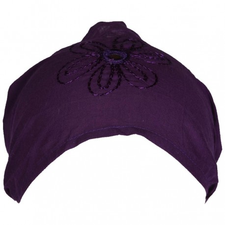 Bandeau femme cheveux coton uni violet foncé