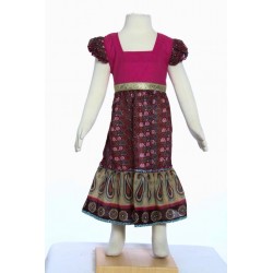 Robe longue ethnique coton indien rose