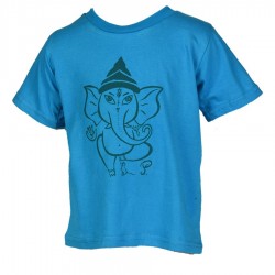 Tee-shirt ethnique enfant Ganesh turquoise