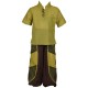 Ethnic short sleeves shirt Maocollar plain lemon green