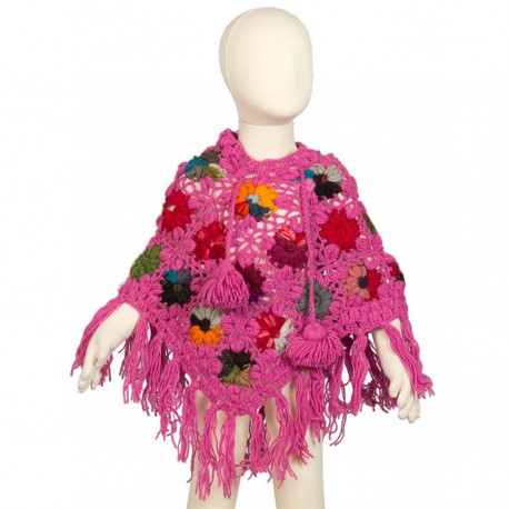 Poncho fille babacool crochet rose 3-4ans