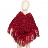 Poncho crochet laine rouge 4-6ans