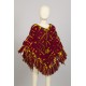 Poncho nino lana ganchillo hippie rojo violaceo 4-6anos