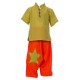 Pantalon afgano hippie nino bordado estrella naranja