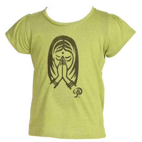 Tee-shirt fille Namaste vert anis