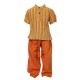 Baby short sleeves shirt maocollar kurta stripe orange     12mon