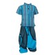 Boy short sleeves shirt maocollar kurta stripe turquoise     6ye