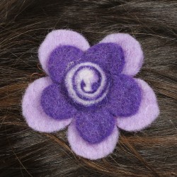 Hair kid clip pin flower felt spiral purple