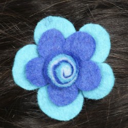 hair kid clip pin flower felt spiral blue