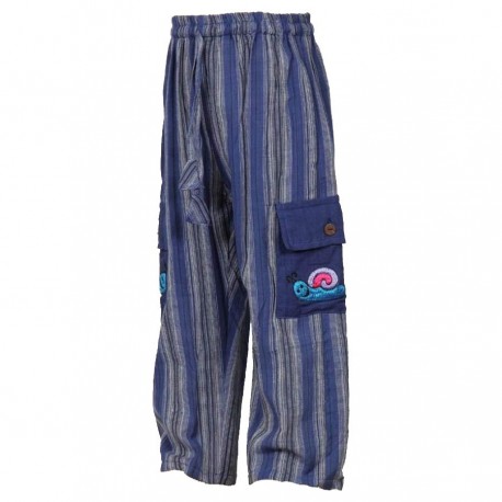 Pantalon rayado hippie azul marino