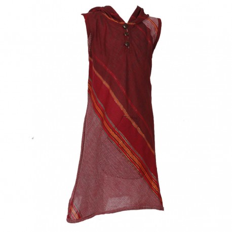 Vestido indio capucha puntiaguda rojo violaceo 12meses