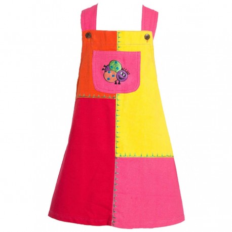 Patchwork overall dress with ladybird   2years