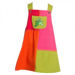 Patchwork overall dress with frog   3years
