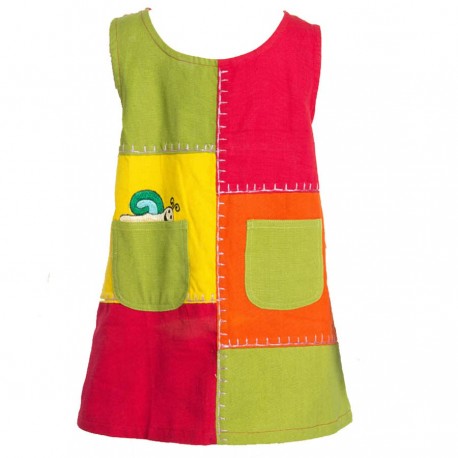 Patchwork trapeze dress with snail   6months