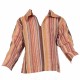 Stripe long sleeves shirt collarV orange