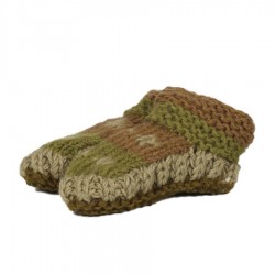 Baby slippers wool lined polar green army