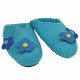 Chaussons fille fleurs turquoise