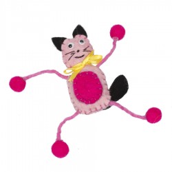 Broche lana hervida nino mujer gato rosa